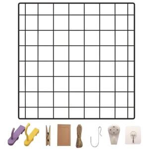 2 Pack Heavy-Duty Grid Wall Panels, Wire Mesh Organizer, Wall Display with Hooks